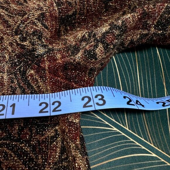 Ralph Lauren Women Brown Paisley Silk Cashmere Metallic Sweater Size 1X - Picture 6 of 9